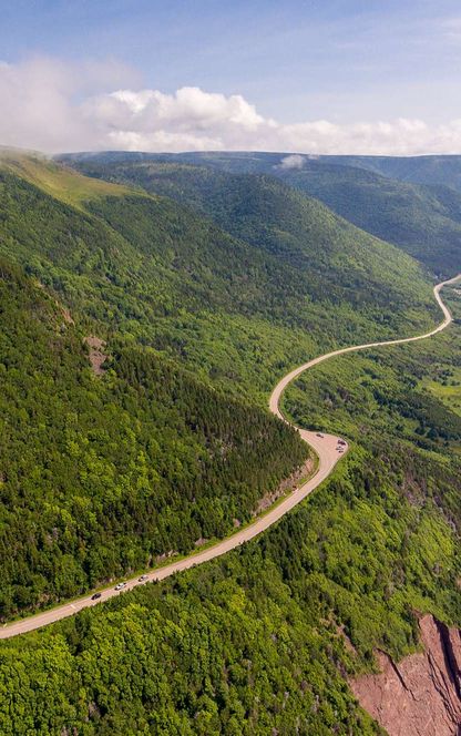 canada aerial view of cabot trail tb